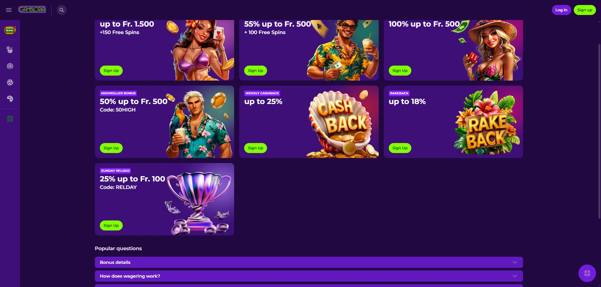 Gambloria Casino Bonus ohne Einzahlung – 100 Freispiele für Österreich