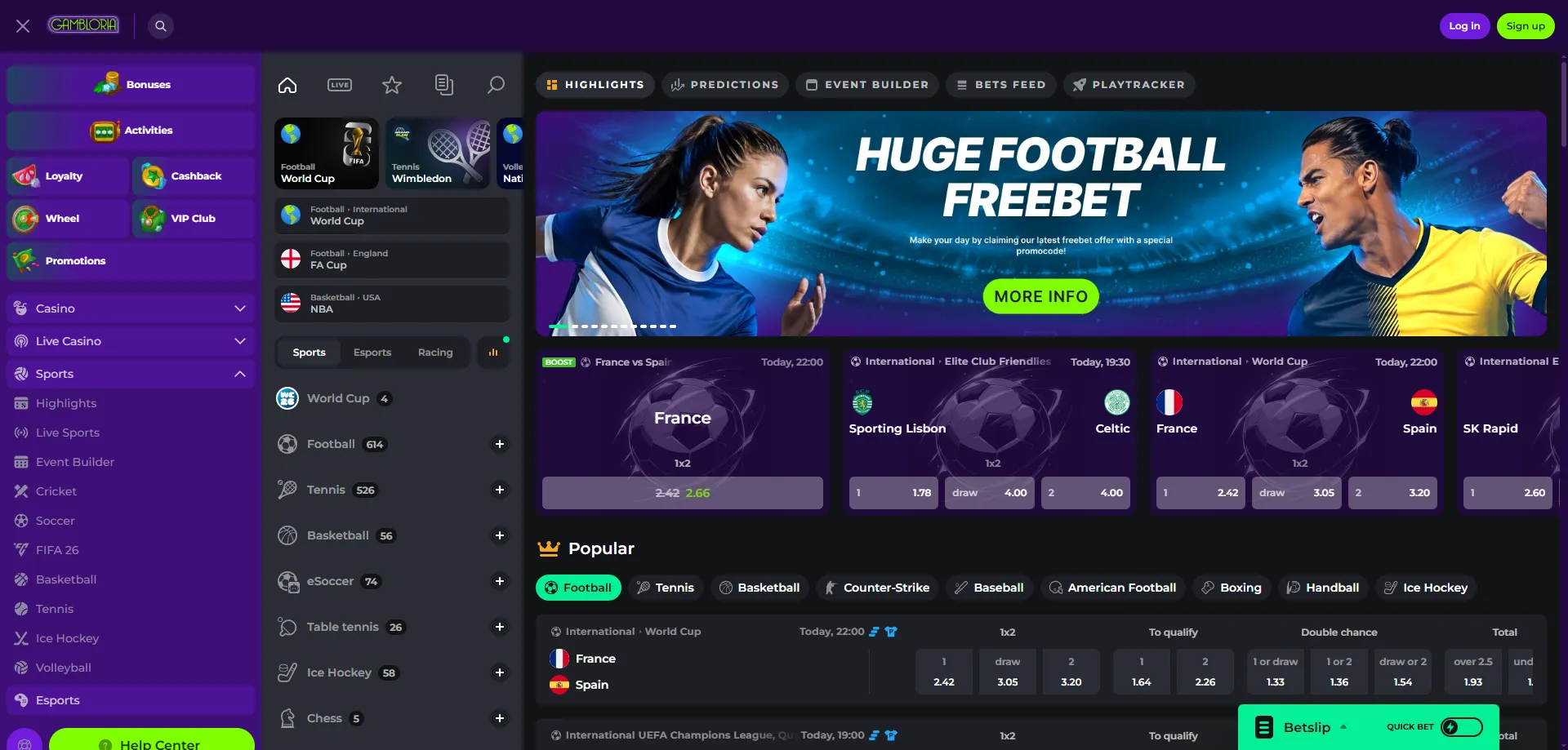 Gambloria Casino Sportwetten Österreich – Esports und Sport